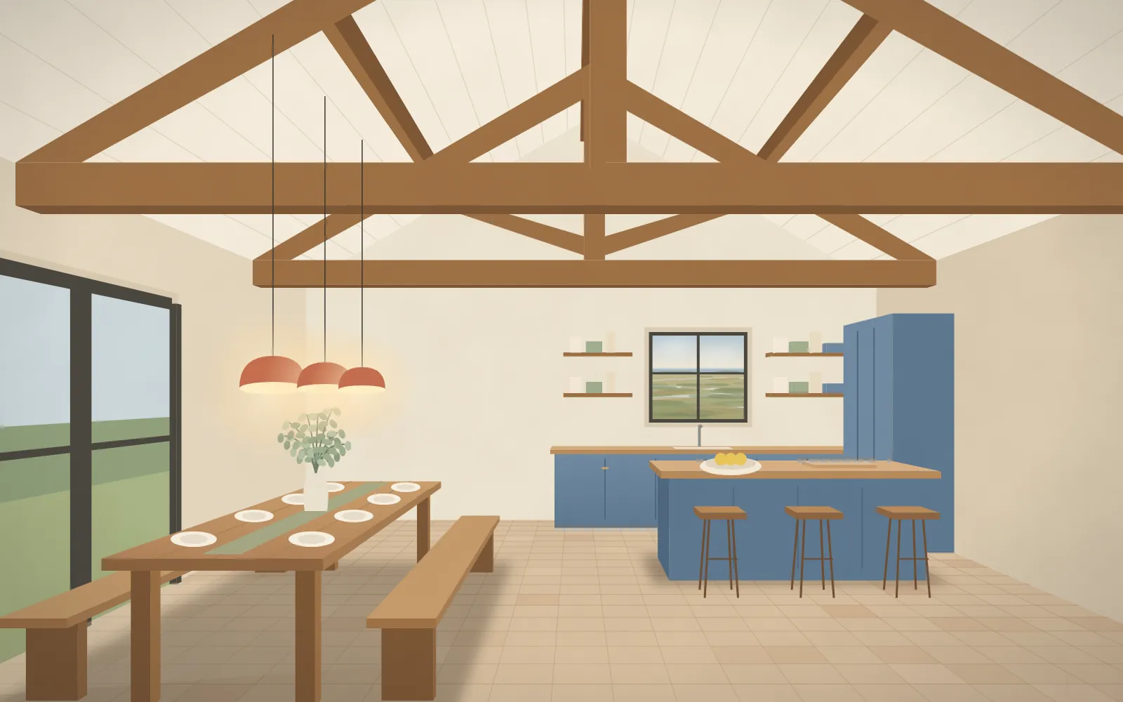 Kitchen and dining room