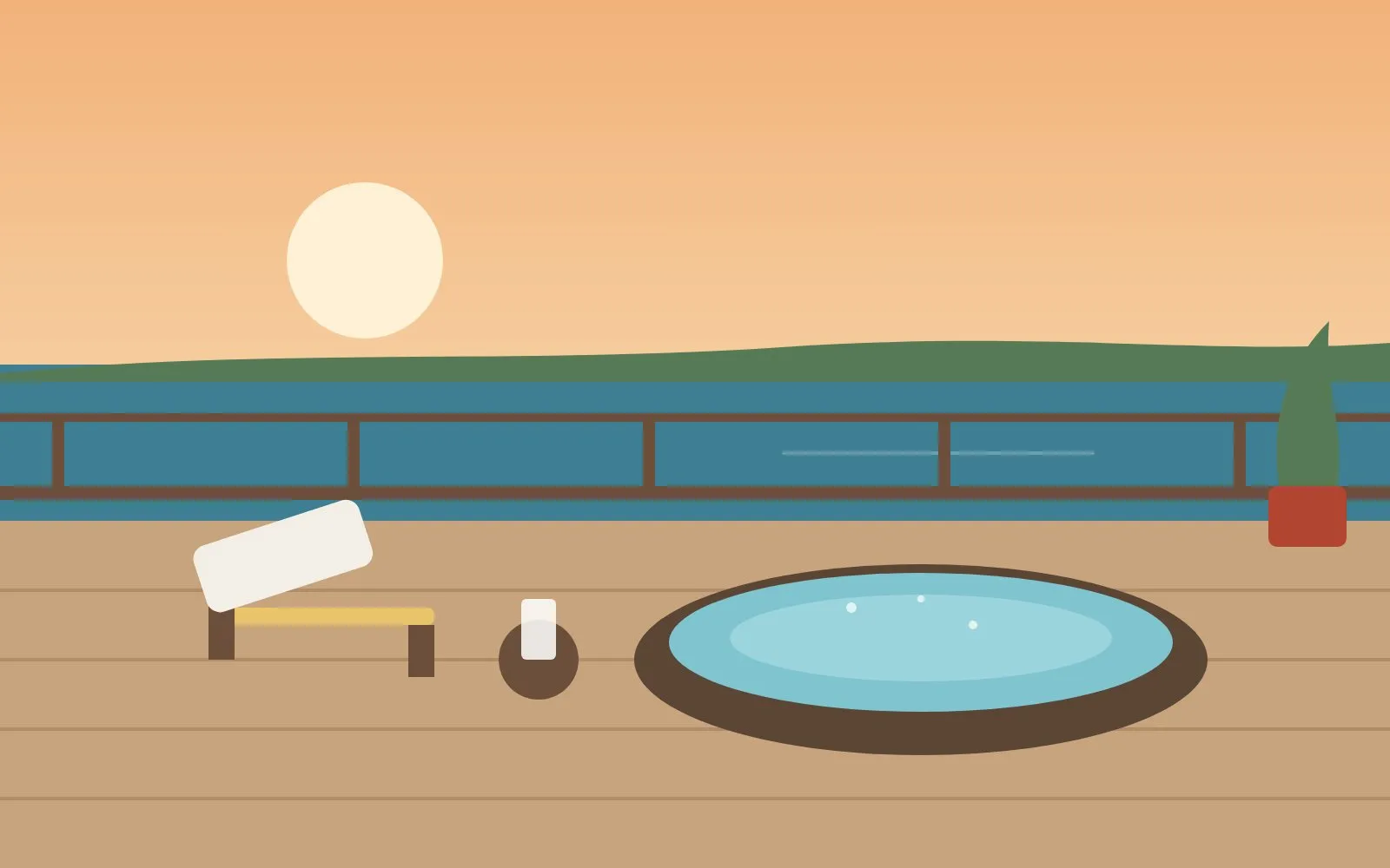 Terrace and hot tub